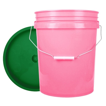 Bucket, 12 In H, Pink And Green